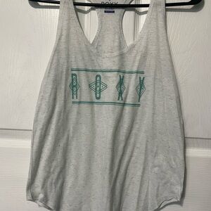 Roxy Light Gray Tank Top with Teal Design